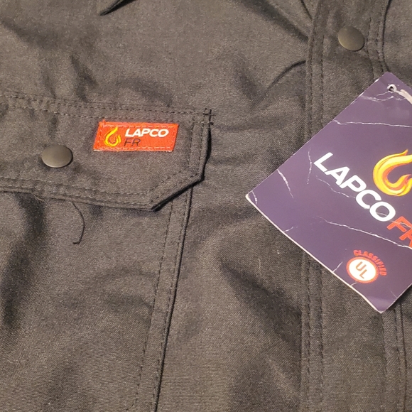 Lapco Navy Flame Resistant FR Workshirt Mens 5XL Long - Picture 3 of 7